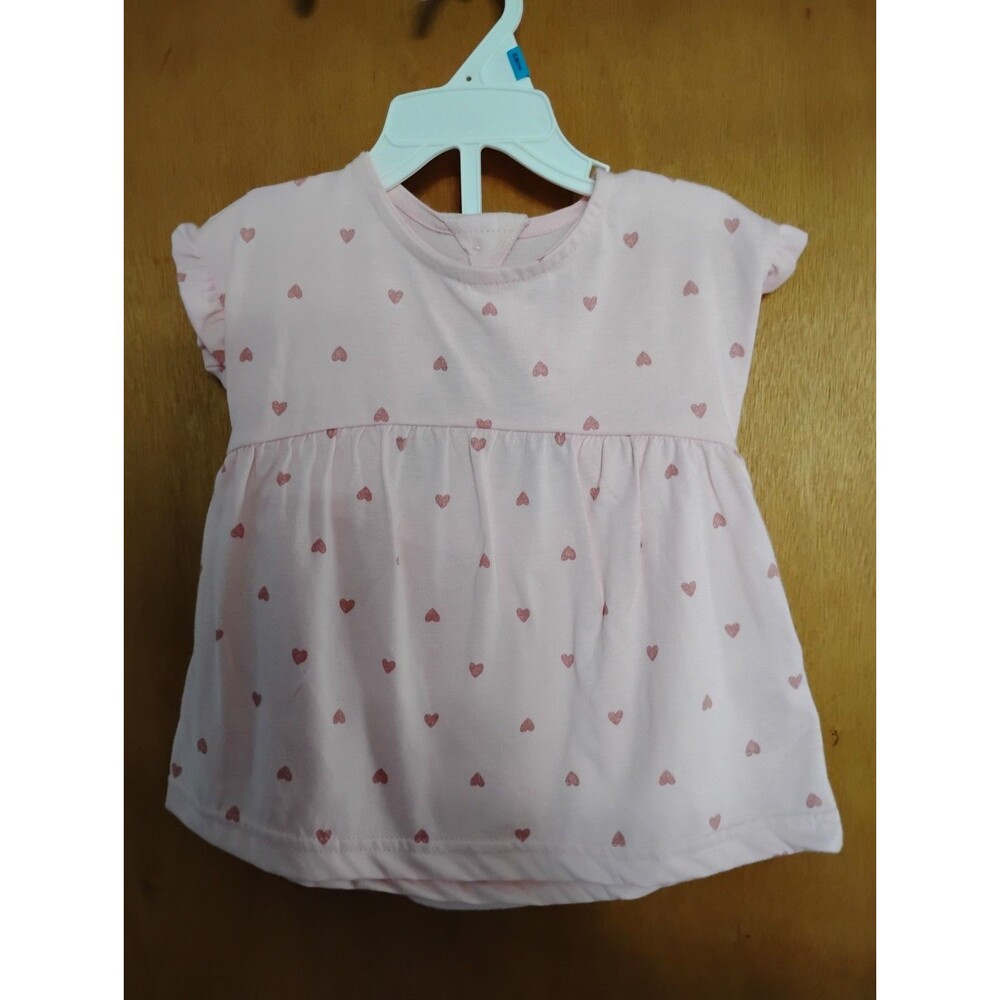 Carter's 2 Piece Baby Girl Pink Printed Heart Pattern Dress Bloomers Size 24 M